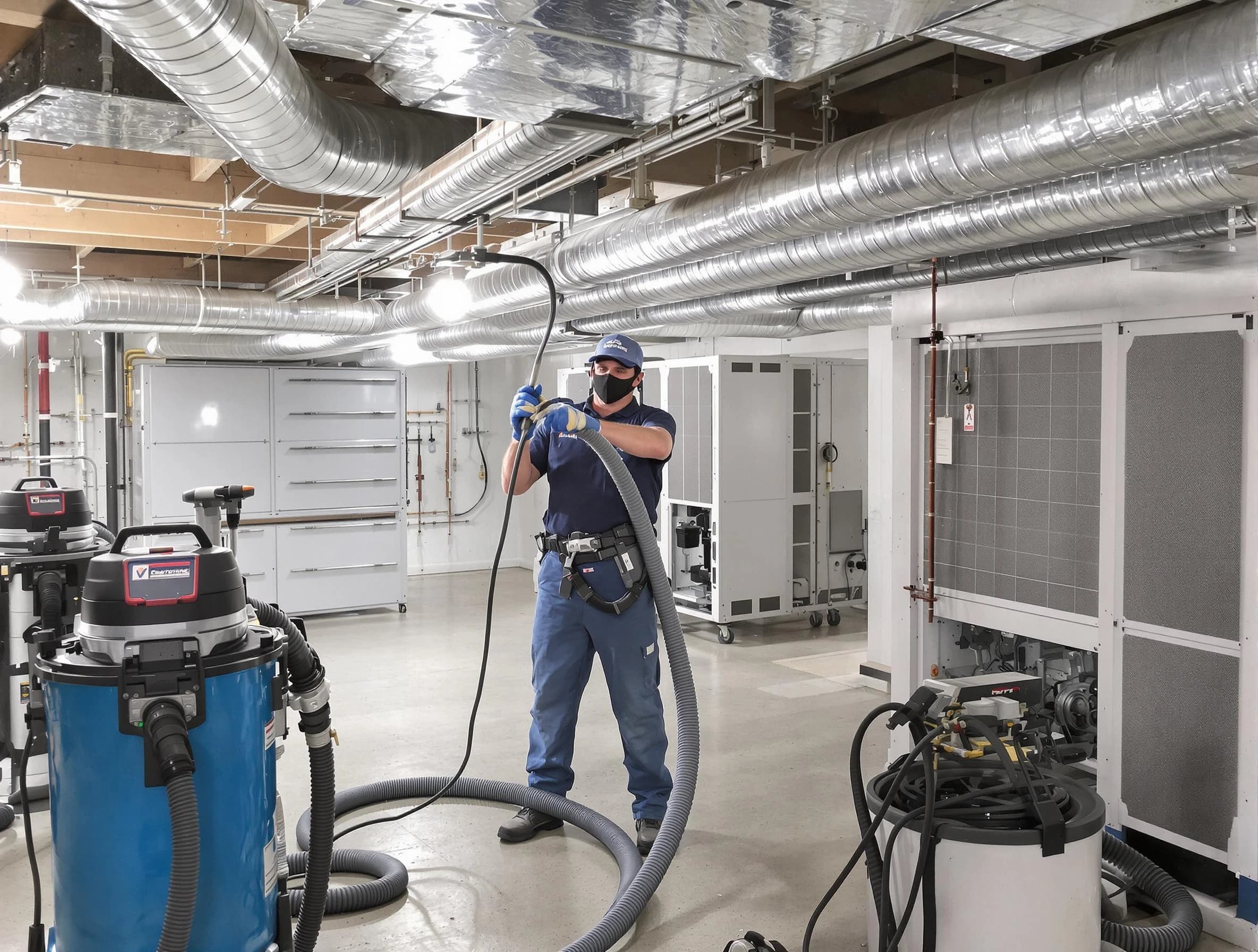 Springville Air Duct Cleaning specialist performing thorough central air duct cleaning for improved system efficiency in Springville