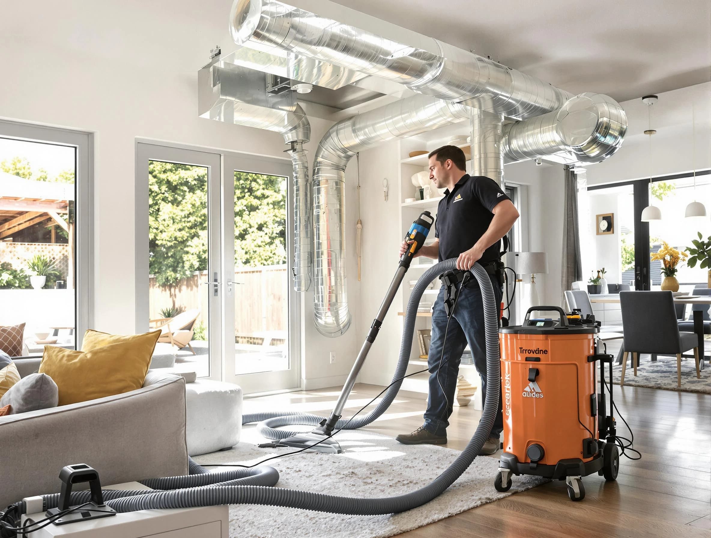 Springville Air Duct Cleaning specialist performing thorough residential duct cleaning using advanced equipment in Springville