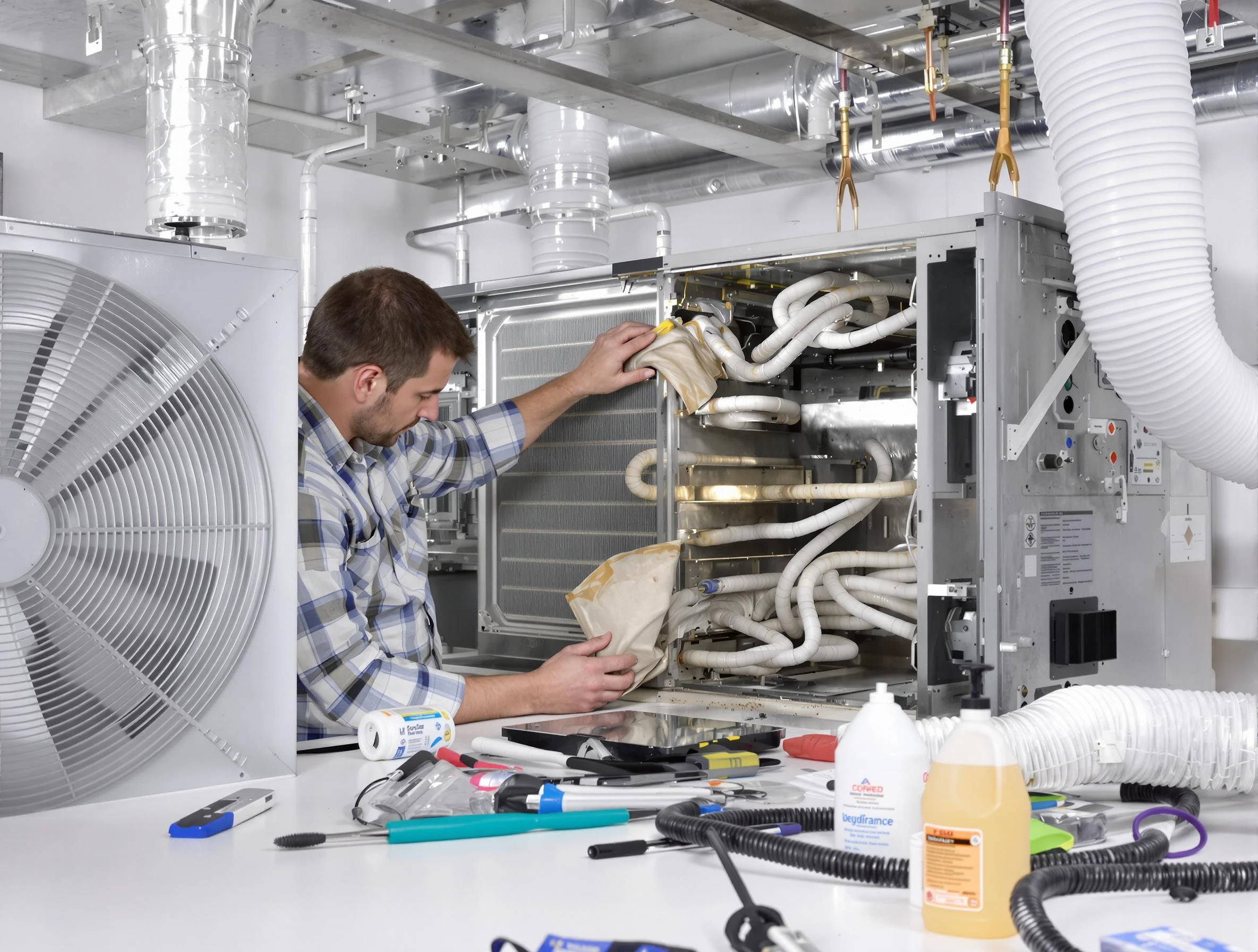 Springville Air Duct Cleaning specialist performing precision AC coil cleaning in Springville