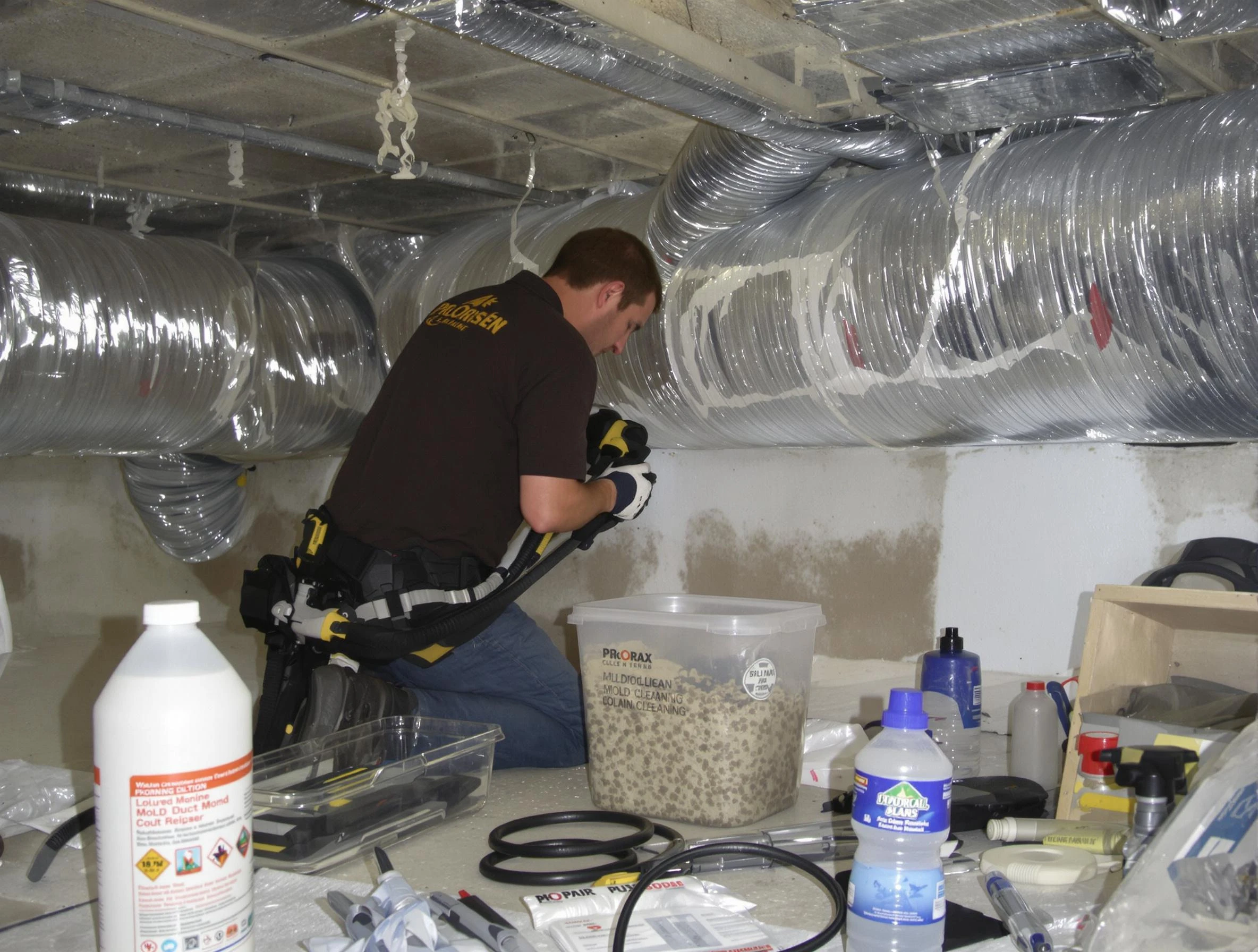 Springville Air Duct Cleaning specialist performing professional mold removal from air ducts in Springville
